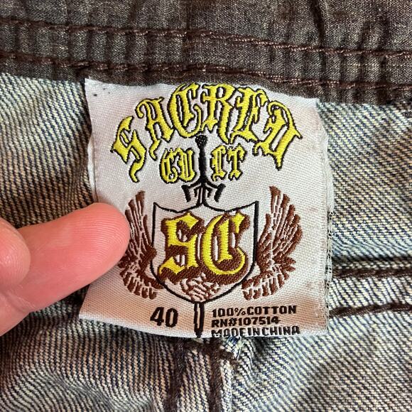 Vintage Y2k Sacred Cult Wide Leg Baggy Denim Jeans - Picture 5 of 6
